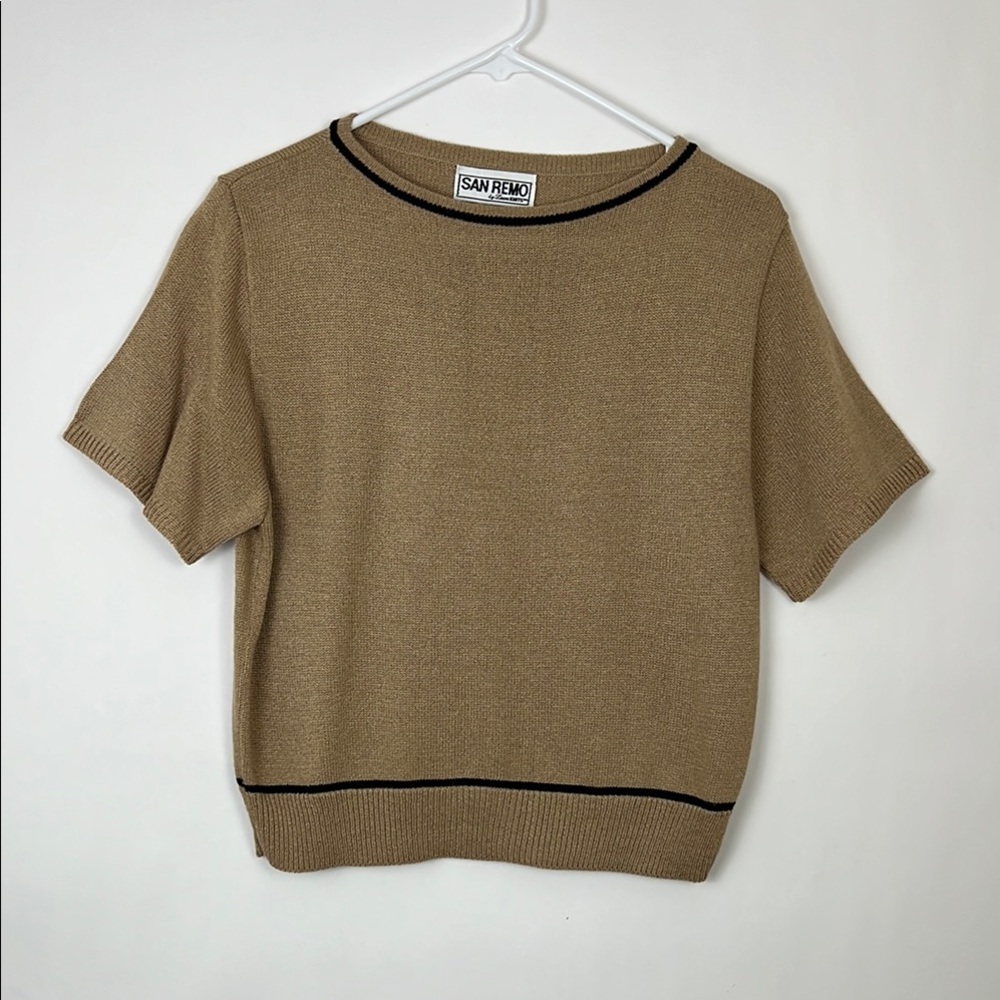 San Remo Women's Tan Sweater shortsleeve M